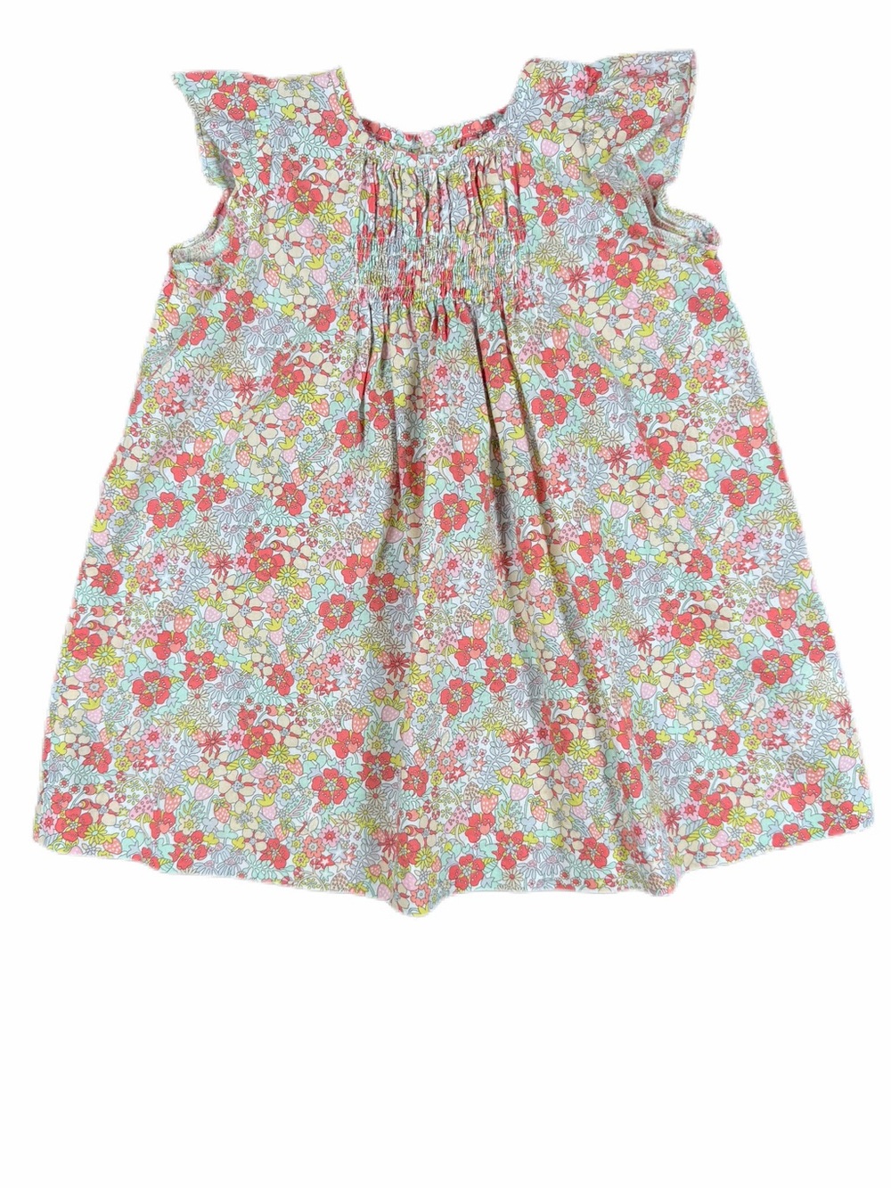 BONPOINT Liberty Floral Flutter Sleeve Back Button Dress - 12M